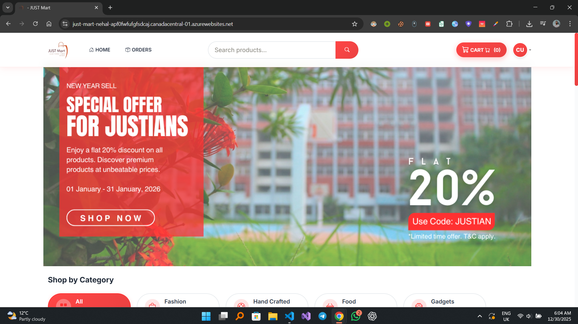 JUST MART interface